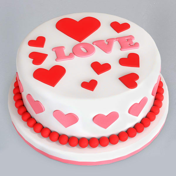 Hearts Fondant Cake 2 Kg.